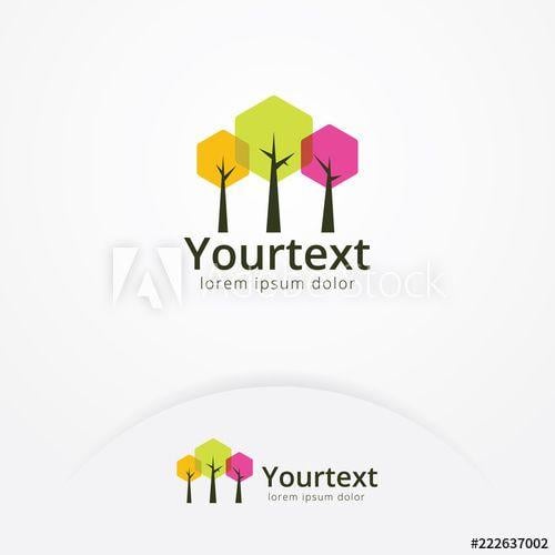 Colorful Tree Logo - Hexagonal trees logo. Simple and modern tree logo, a symbol
