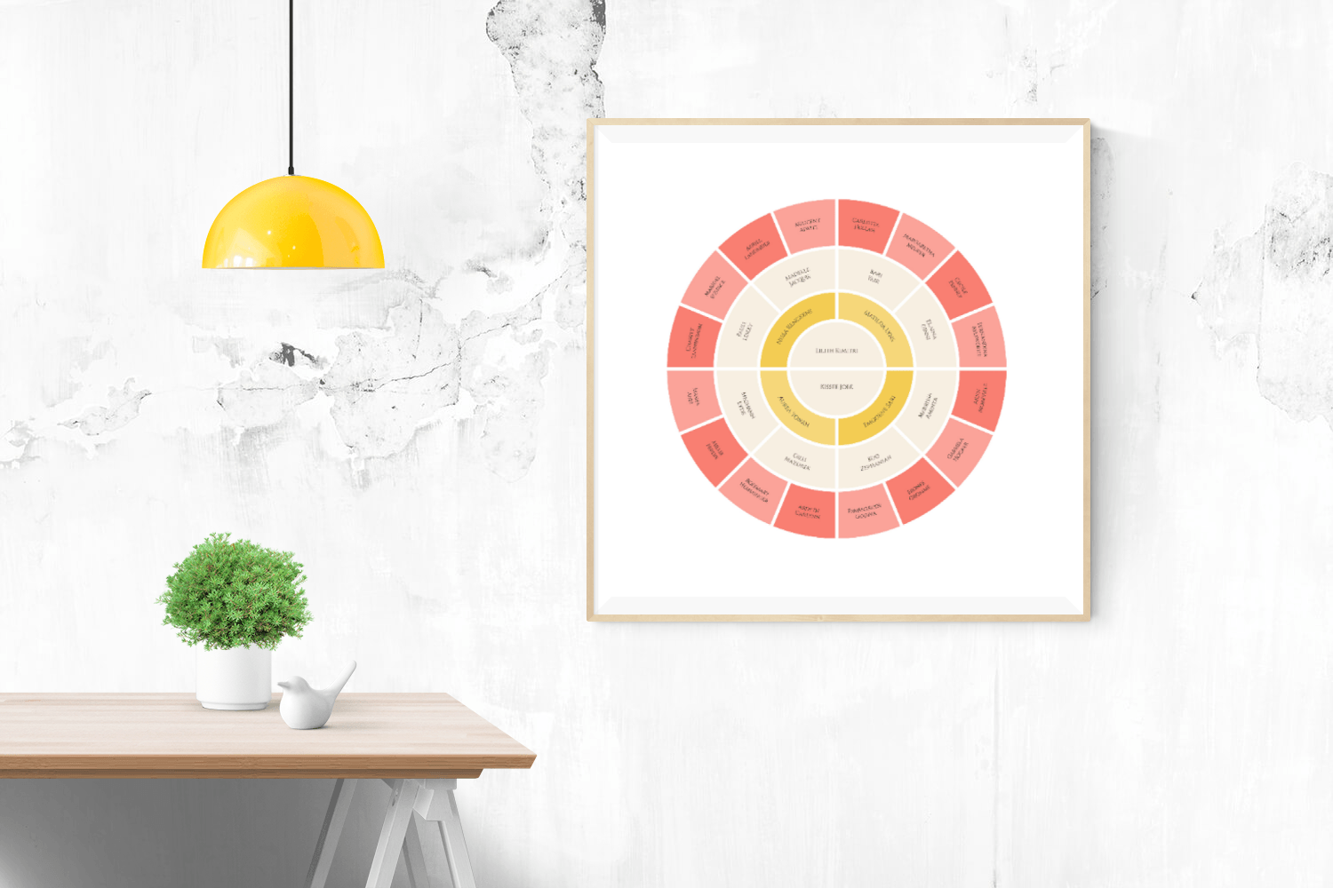 Tree in a Yellow Circle Logo - Personalized Golden Sunset Fan Chart Genealogy Family Tree Chart ...