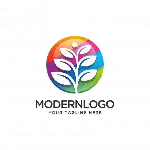 Colorful Tree Logo - Colorful tree in circle logo Vector
