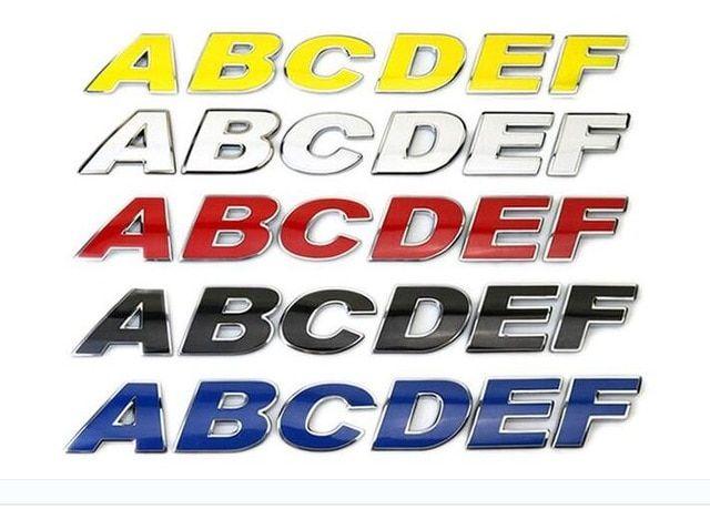 Blue with White Letters Logo - letters Chrome Metal 30mm Black Red Blue Yellow White Letters