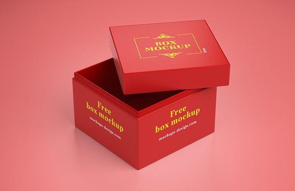Red Square Box Logo - Free Red Square Gift Box Mockup - CreativeBooster