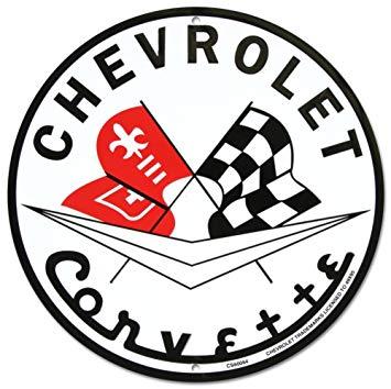 Corvette Flag Logo - Chevrolet Chevy Corvette Flag Logo Circular Sign: Amazon.co.uk