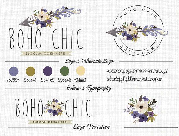 Chic Floral Logo - Premade Boho Chic Floral Logo Design Florist Logo Home Design Logo ...