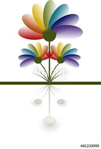 Rainbow Flower Logo - Spectrum Rainbow Flowers Logo with reflection