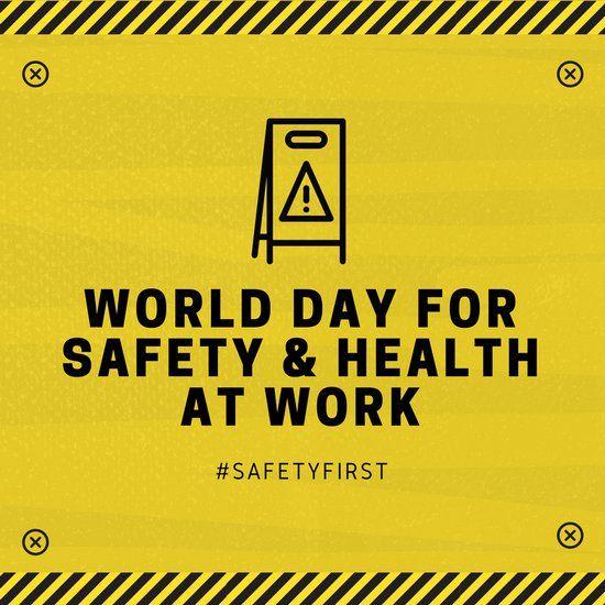 Work in Black and Yellow Logo - Yellow and Black Caution Textured World Day for Safety and Health at