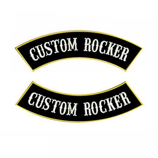 Work in Black and Yellow Logo - Custom Embroidery rocker Name Patch, Personalized