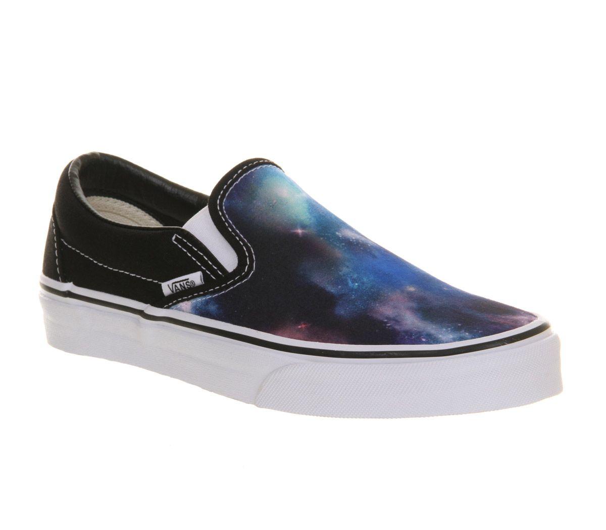 Cosmic Vans Logo - Vans Classic Slip On Shoes Cosmic Galaxy Black White - Unisex Sports