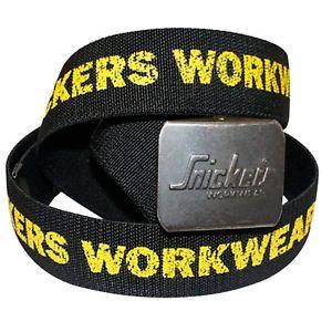 Work in Black and Yellow Logo - SNICKERS PRINTED LOGO ERGONOMIC BLACK/YELLOW BELT ONE SIZE 9005 ...