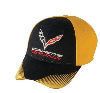 Work in Black and Yellow Logo - C7 Corvette 2014 2019 Black & Yellow Corvette Racing Cap W/ Logo