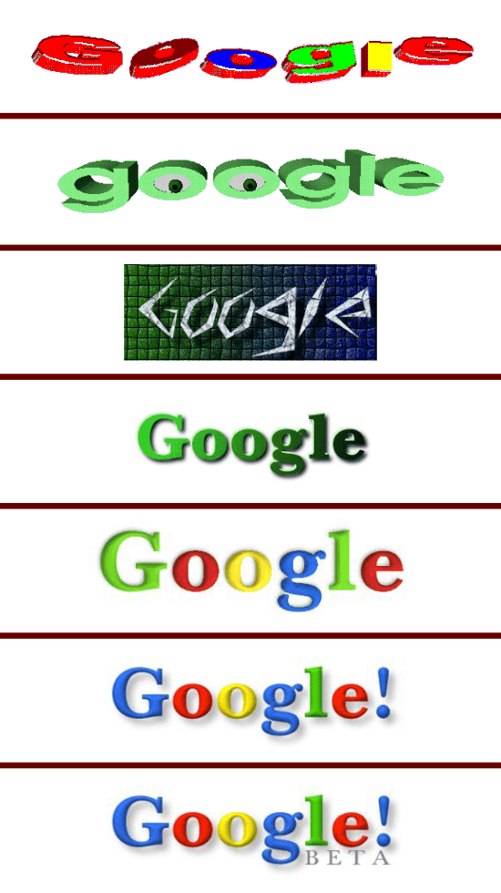 Oldest to Newest Google Logo - First Versions: Google