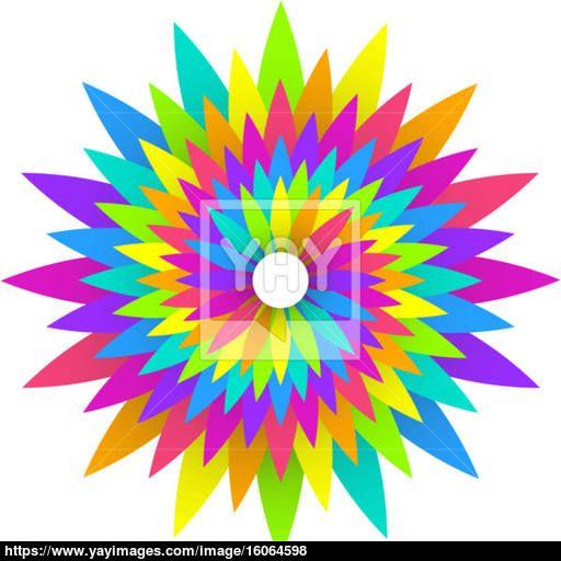Rainbow Flower Logo - abstract geometric rainbow flower logo design vector