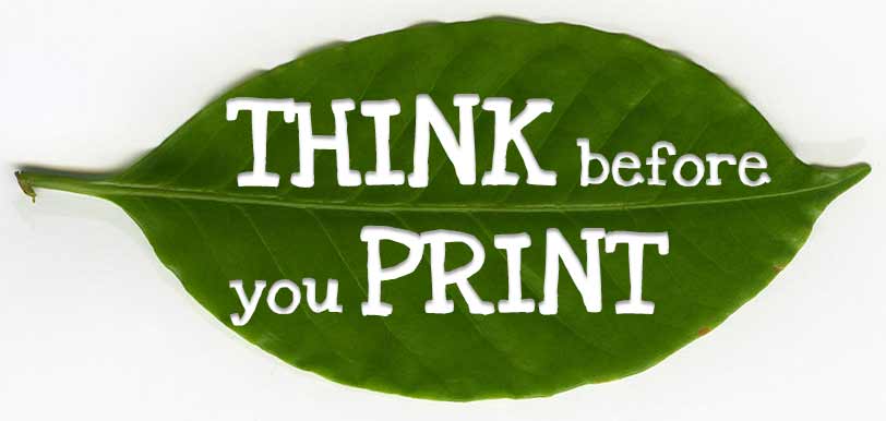 Think Before You Print Logo - 10 Printing Tips to Save Ink