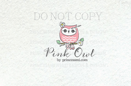 Cute Owl Logo - 1416-12 owl logo, pink owl logo, doodle owl logo, illustrated logo ...