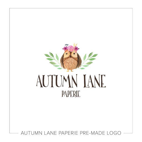 Cute Owl Logo - Cute Floral Owl Logo I77 | Autumn Lane Paperie