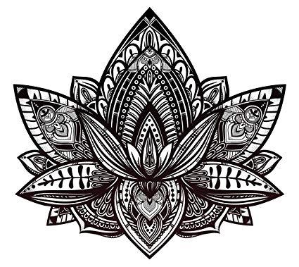 Black Lotus Flower Logo - Beautiful Tribal Henna Pattern Lotus Flower