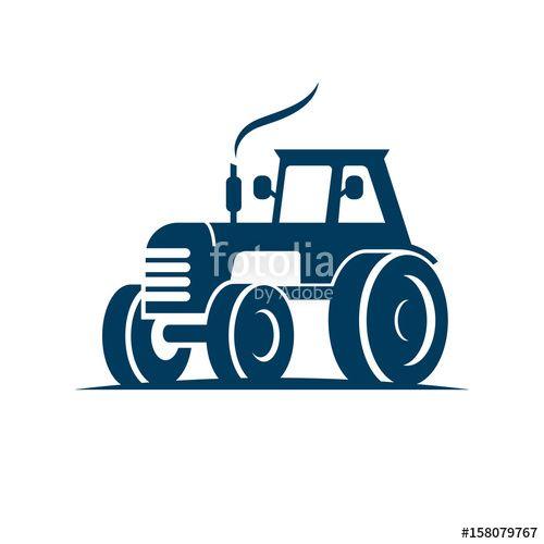 White Tractor Logo - farm tractor emblem icon logo isolated on white