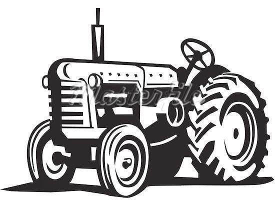 White Tractor Logo - farm fields clipart black and white ref