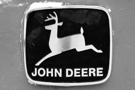 White Tractor Logo - John Deere Vintage Tractor Emblem Black White Photo Poster Posters