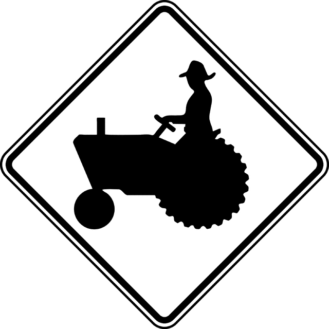 White Tractor Logo - Farm Equipment, Black and White