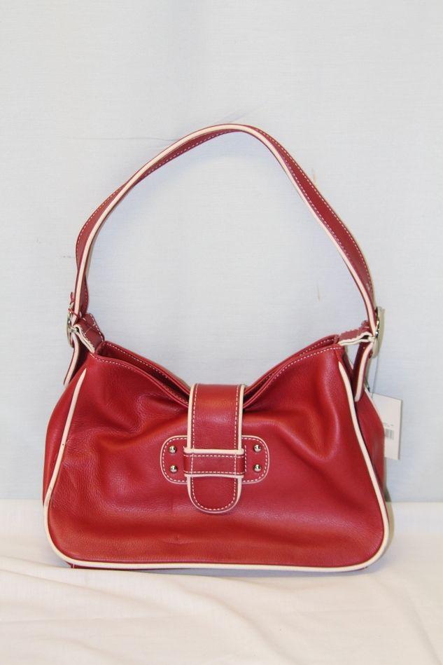 White and Red Apostrophe Logo - Apostrophe Red Leather Shoulder Bag w White Piping NWT | eBay