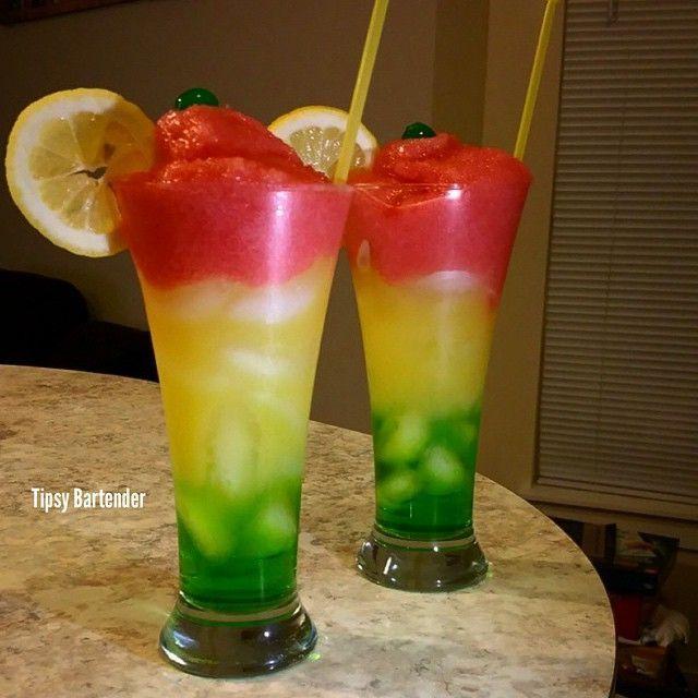 Red and Yellow Drink Logo - THE IRIE BOB MARLEY COCKTAIL Green Layer: Melon Liqueur Yellow Layer ...