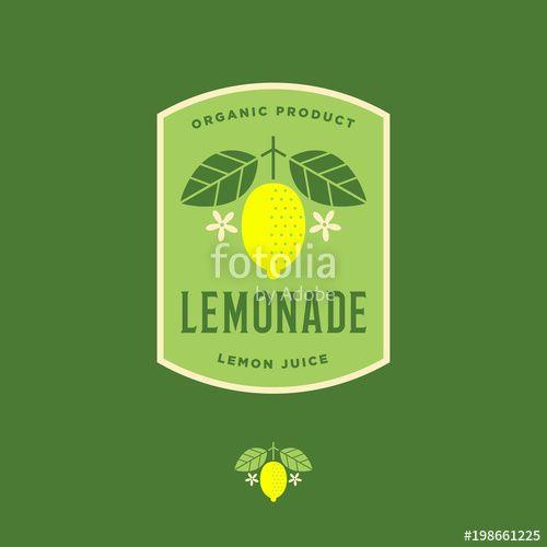 Green and Yellow Drink Logo - Lemon logo. Lemonade drink emblem. Lemon flat illustration. Lemonade