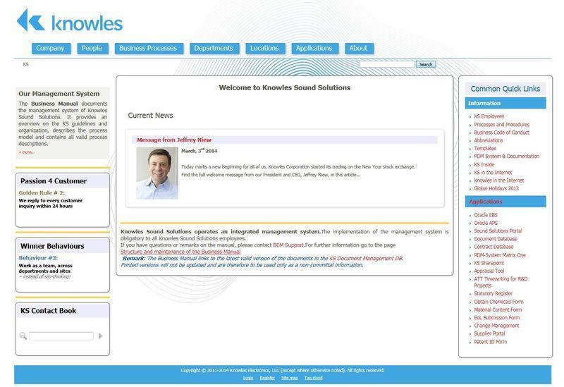 Knowles Company Logo - Knowles Electronics GmbH - eZ Content Management System (CMS)
