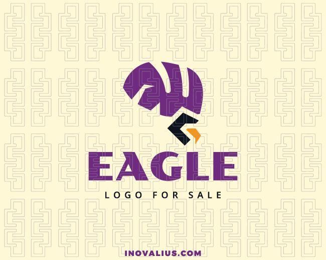 Purple Yellow Black Logo - Eagle + Brain Logo Template | Inovalius