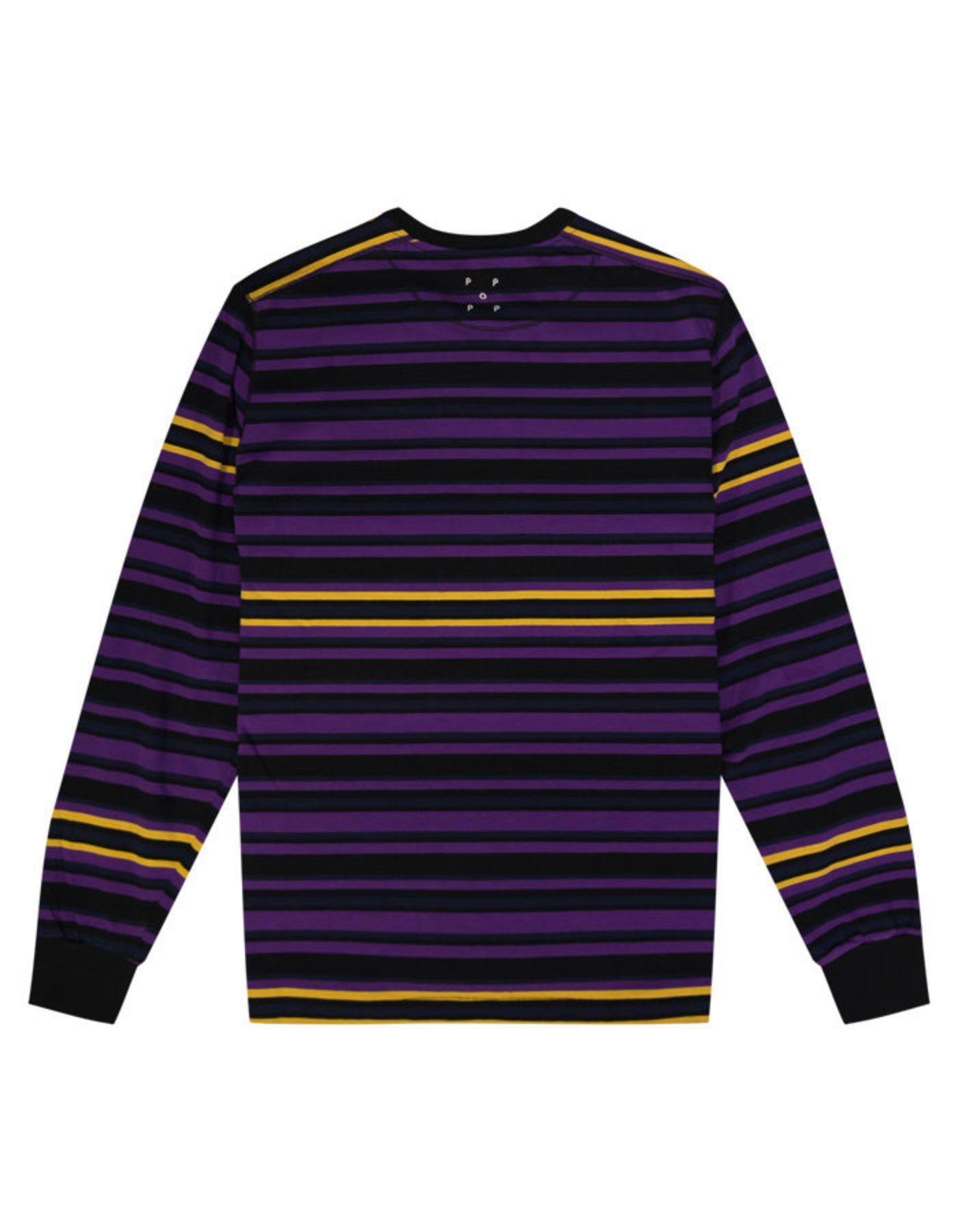 Purple Yellow Black Logo - Mens Long Sleeve T Shirts | Striped T Shirt Mens | Manifesto