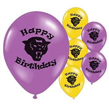 Purple Yellow Black Logo - Black Purple Yellow Panther Happy Birthday Party Printed Latex ...