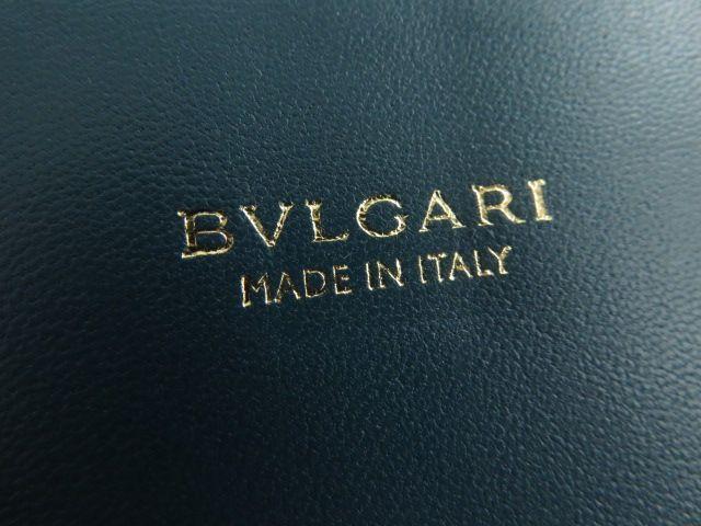 Bulgari Logo - green0501: With leather card case / pass case blue box with BVLGARI