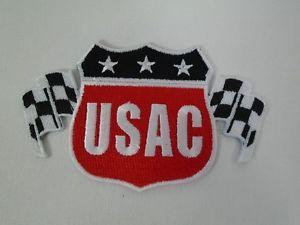 Silver and Red Shield Car Logo - United States Auto Club USAC Shield Patch Sprint Car Midget Racing