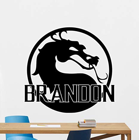 MK Dragon Logo - Personalized Mortal Kombat Wall Decal Custom Name Logo Dragon Emblem