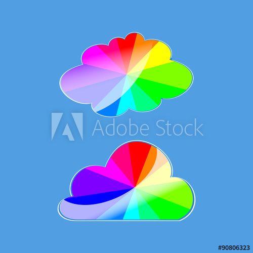 Rainbow Cloud Logo - Set of stylish colored clouds. rainbow colors in the cloud. logo for ...