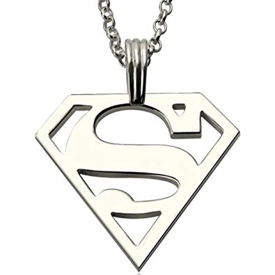 Silver Superman Logo - Personalised Name Superman Logo Dad Mens Necklace Jewellery Silver