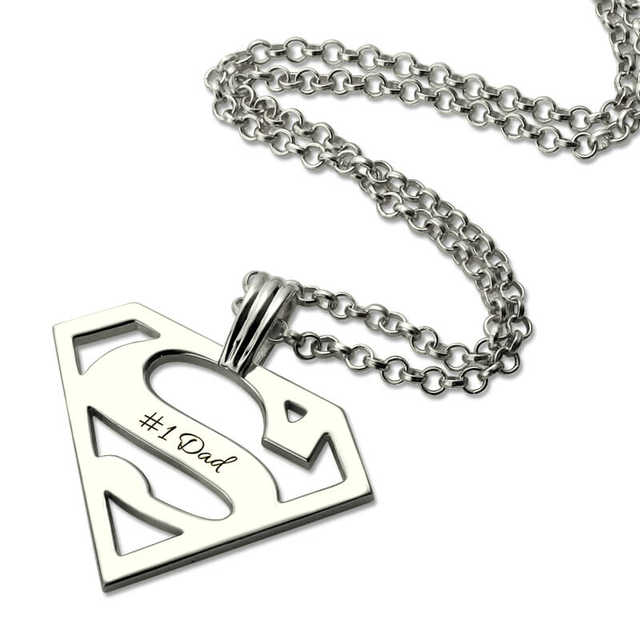Silver Superman Logo - Online Shop Wholesale Sterling Silver Superman Necklace Personalized