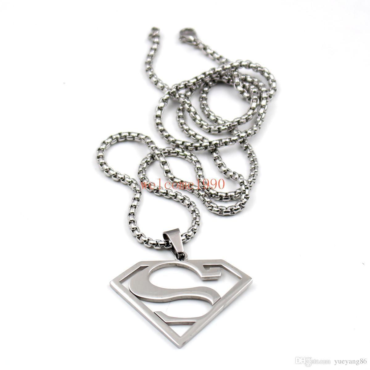 Silver Superman Logo - Gold Silver Black Stainless Steel 1.5 Inch Superman Logo