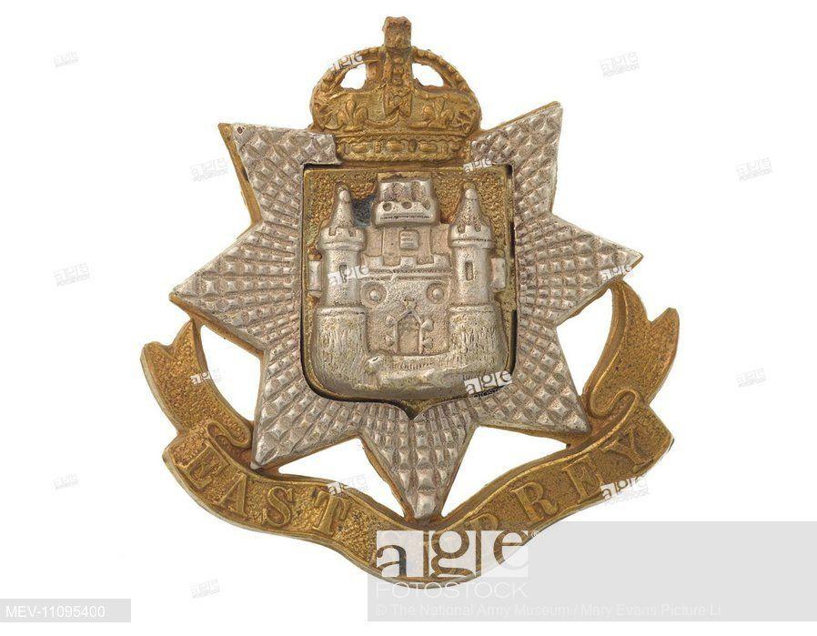 Pointed C Logo - Cap badge, other ranks, East Surrey Regiment, 1914 (c).An eight