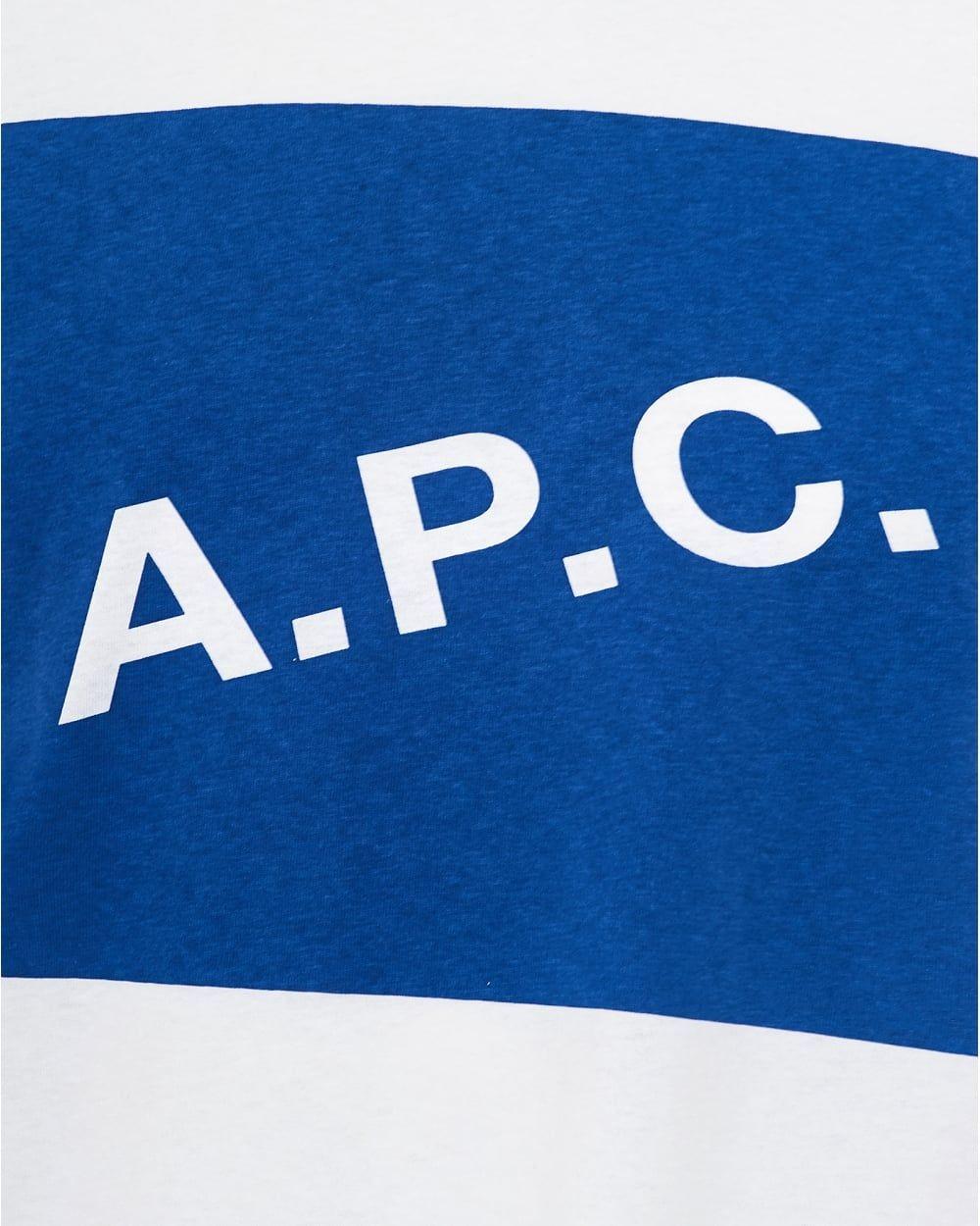 Box in Blue P Logo - A.P.C. Mens Kraft T Shirt, A.P.C. Box Logo White Tee
