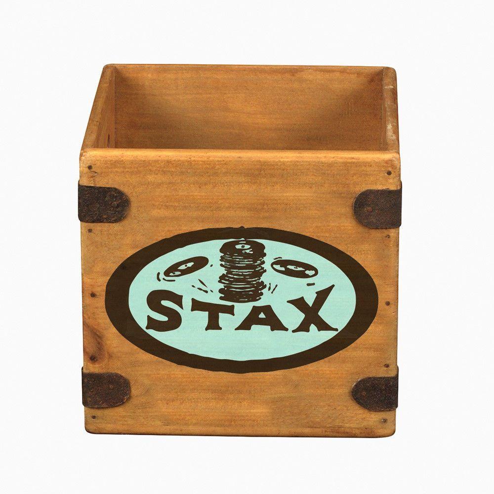 Box in Blue P Logo - Stax Blue 7 Record Box Singles Vintage Wooden Crate