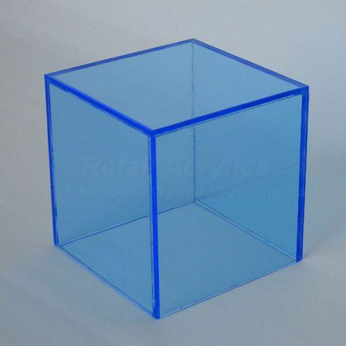 Box in Blue P Logo - 20cm Blue Acrylic Display Cube Box