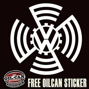 Vintage Cog Wheel VW Logo - old school vw vintage style logo sticker 85mm x 85mm split beetle ...