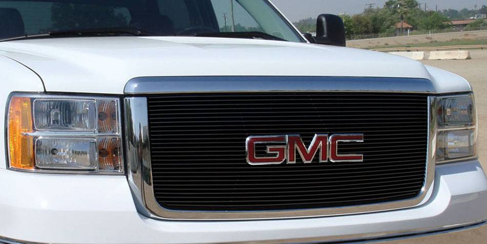 Black Grill for GMC Logo - GMC Sierra HD Billet Grille Insert & Overlay Bolt On Logo