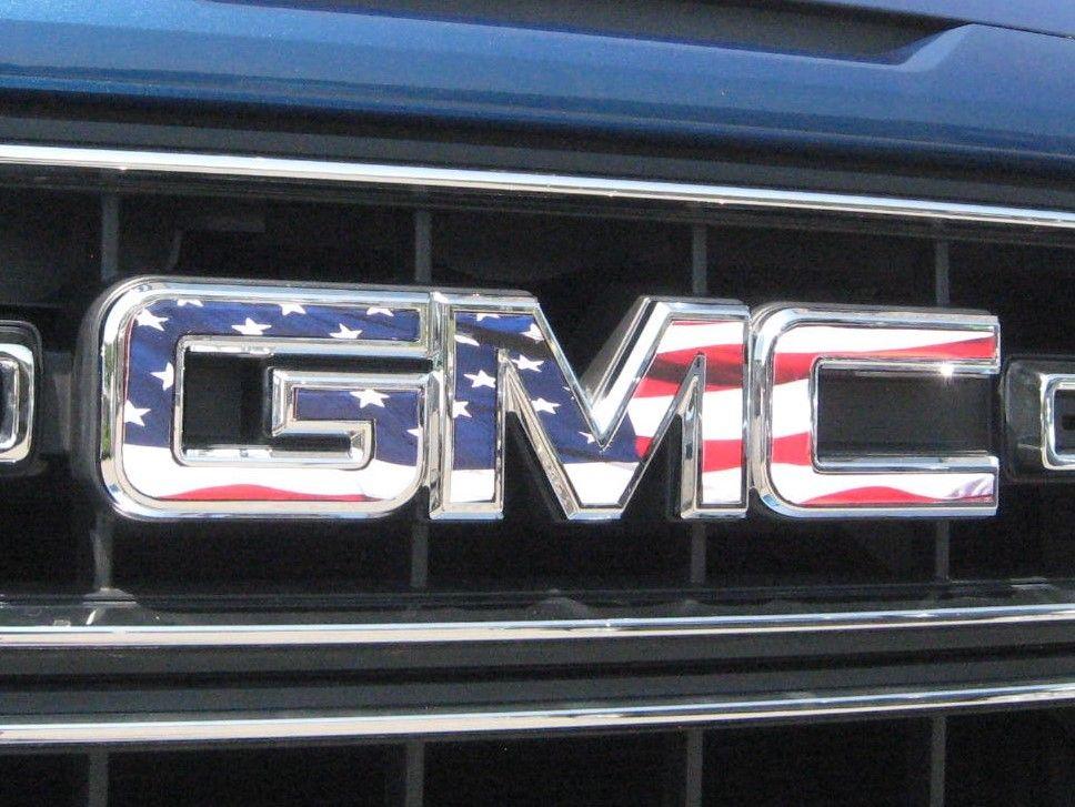 Black Grill for GMC Logo - GMC Sierra Grille and Tailgate American Flag Vinyl Overlay Emblem ...