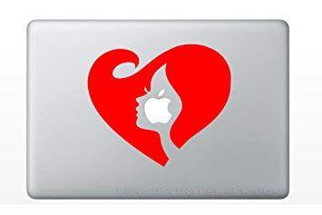 Woman with Red Hair Flowing Logo - Heart with Woman Face Profile Blowing Hair (RED) Vinyl