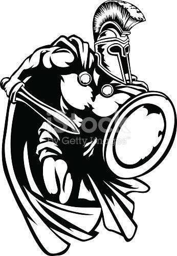 Ancient Spartan Logo - Spartan, Roman or Trojan gladiator ancient Greek warrior with sword ...
