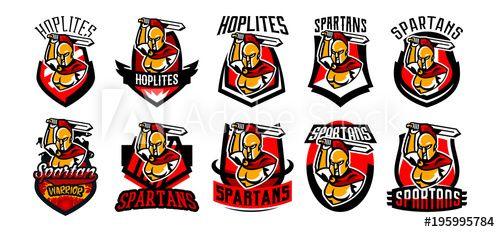 Ancient Spartan Logo - A collection of emblems, logos, badges, a Spartan with a sword ...