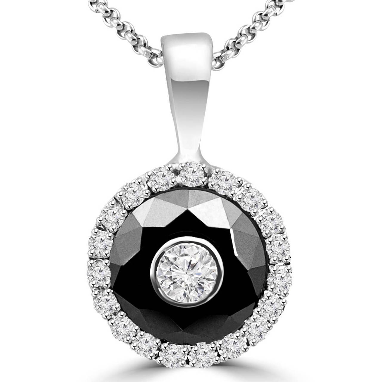 A Black Diamond Inside Diamond Logo - Diamond Halo Pendant Necklace | Bijoux Majesty