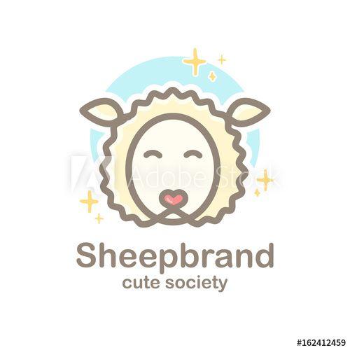 Pastel Heart Logo - Pastel color logo design template with animal head. Cute sheep snout ...