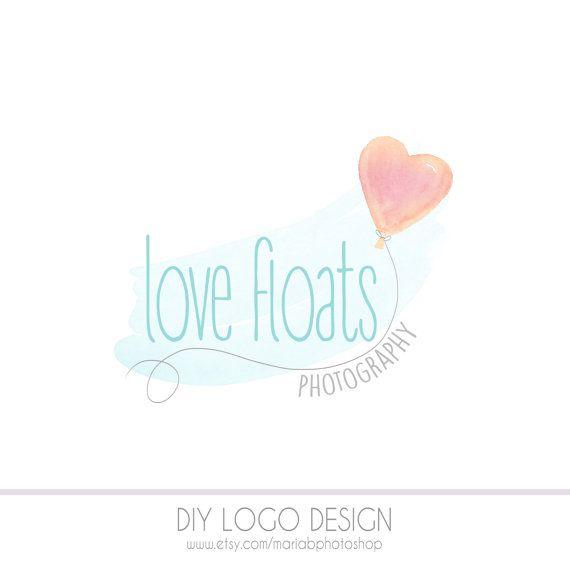 Pastel Heart Logo - Watercolor DIY Business Logo Photography Small Business Marketing